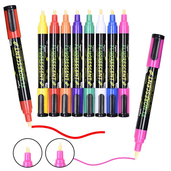 8 Colors Liquid Chalk Pen Highlighter Board Marker for LED Signs Chalkboard Bold Fine Point Stickers Easy to Wipe Clean