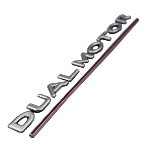 1 Set "Dual Motor" + Underscore Line Pre-adhesive Emblem Badge Compatible for Tesla Model 3 Y S X Dual Motor Trunk Boot Lid Rear