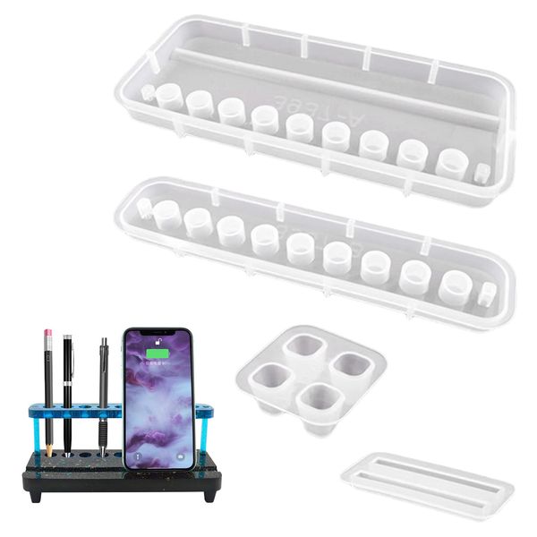 SacJkt Epoxy Resin Moulds Silicone, Resin Mould Set for Mobile Phone Holder Pen Holder, Silicone Moulds for Resin, Ideal for DIY Craft Gift, Home Decoration and Table Decoration