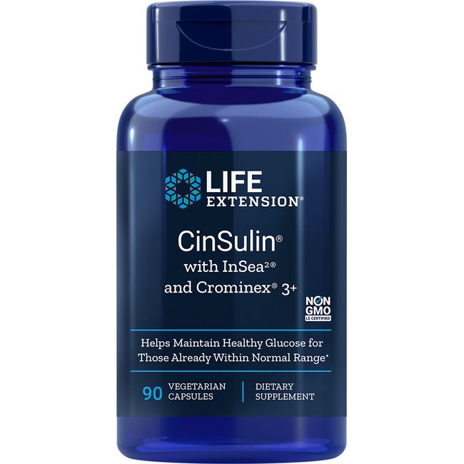 Life Extension CINSULIN W/INSEA2™ & CROMINEX® 3 90 VEGETARIAN CAPSULES