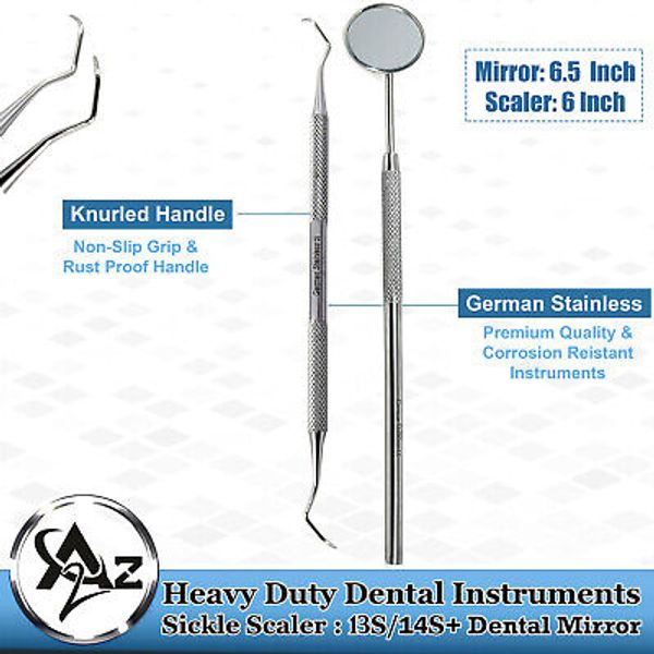 McCALL 13S-14S SICKLE CURETTE DENTAL HAND INSTRUMENT PRO PICK TOOL+DENTAL MIRROR