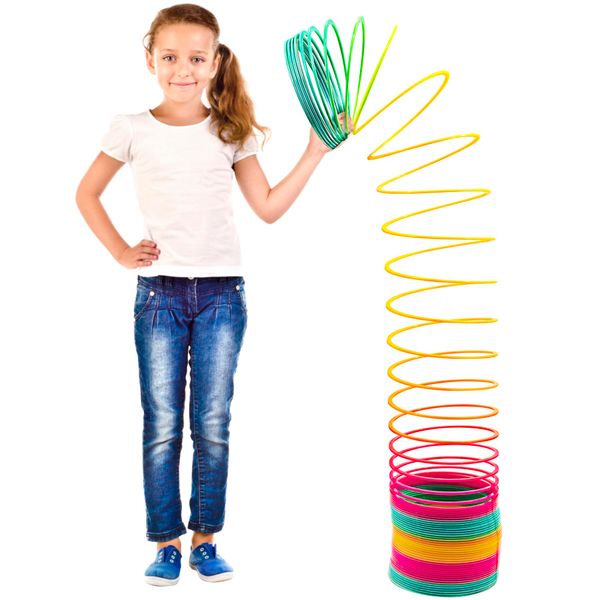 Giant Slinkie Coil Spring Toys For Kids - 6’’ Jumbo Rainbow Slinkie for Gift, Big Novelty Toy, Huge Springs Toys Large Birthday Party Favor, Fun Giant Plastic Slinke Toy for Kids Boys & Girls - Srenta