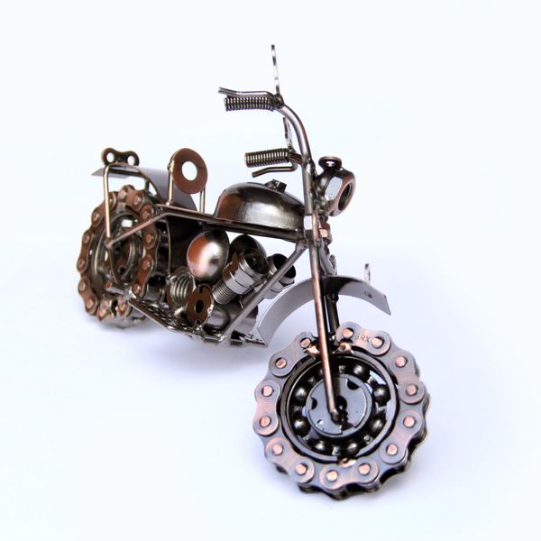 Collectible Diecast Motorcycle Figure Harley Davidson Figurine Scrap Metal Art Vintage Office Home Decor Vehicles Sculpture Desk Bookshelf Birthday for Men Dad Son Him (Copper Chopper)