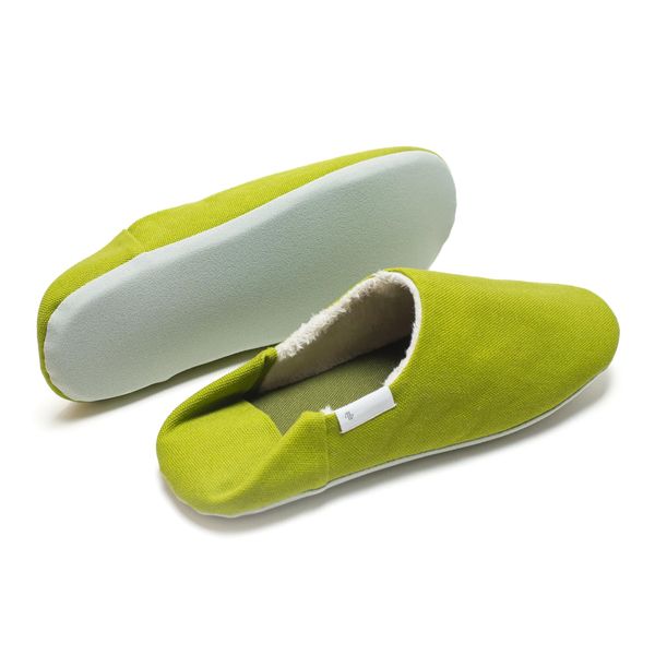 ABE HOME SHOES Canvas Babouche + Boa, green (olive green)