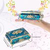 SUMNACON Metal Music Box Musical Jewelry Box Keepsake Box Case, Vintage Music Box Organizer Rose Embossed Musical Box for Christmas, Birthday, Valentines Day (Tune:You Are My Sunshine, Blue Gold)