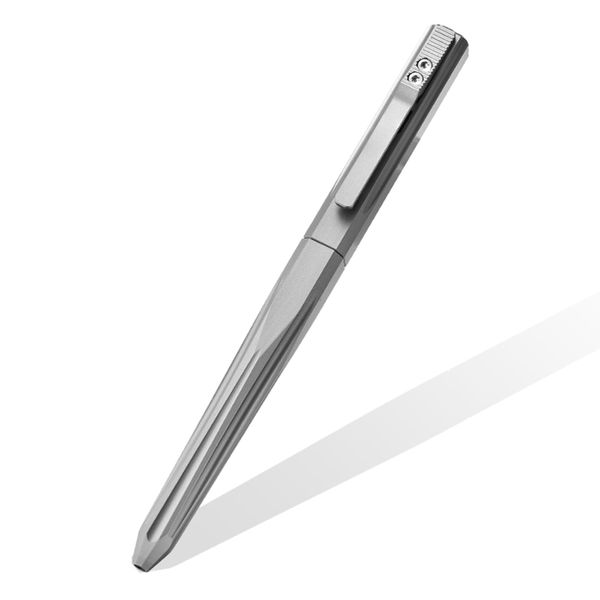 Hamans Titanium Ballpoint Writing Pen Side Press Push Clip Retractable 5.28“ with Pocket Clip Refillable Compact Size