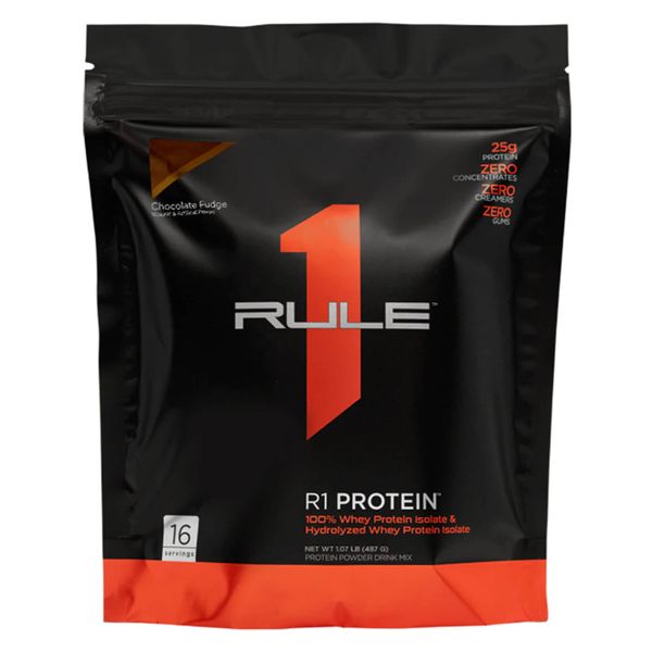 RULE 1 Protein 16 serv Chocolate Fudge Whey Protein Isolate Hydrolysate 1.07lb