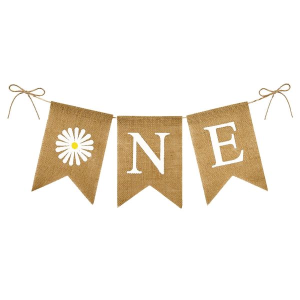 G2PLUS Daisy One Burlap Banner for 1st Birthday Party Decoration