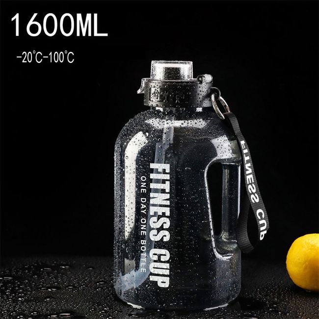 2.2L Large Capacity Sports Water Bottle Gym Drinking Water Bottle Camping  Cup Portable Outdoor Big Bottle (Black )