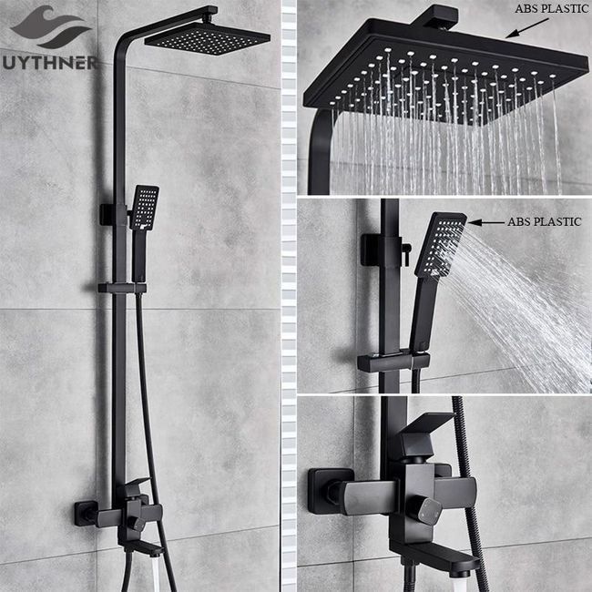Bathroom Faucet Matte Black Rain Shower Bath Faucet Wall Mounted Bathtub Shower Mixer Tap