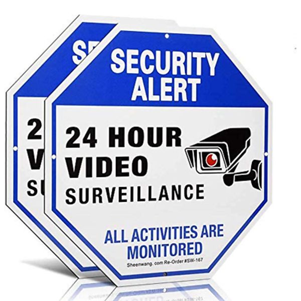 Sheenwang 2-Pack Security Camera Sign, Video Surveillance Signs Outdoor, UV