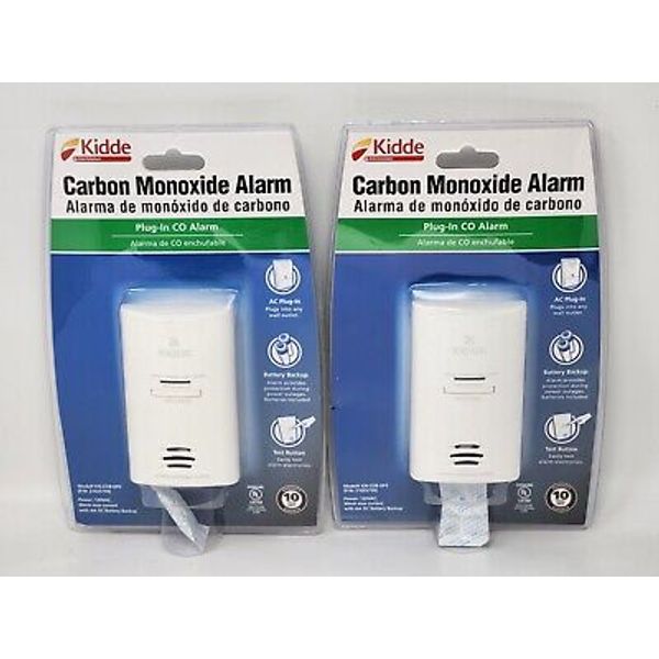 2 Pack Kidde KN-COB-DP2 120V Plug-In Carbon Monoxide Detector w/battery backup