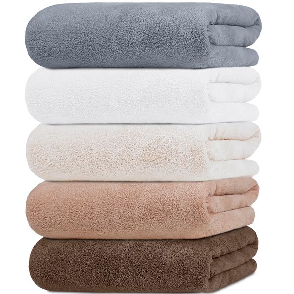 AYO Hair Drying Towels, Set of 5, 5 Colors, 15.7 x 39.4 inches (40 x 100 cm), Absorbent, 3x Microfiber, Absorbent, Quick Drying, Solid, Fluffy, Smooth, Quick Drying, Durable, Low Puffing, Easy to