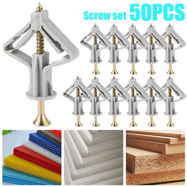 50Pcs Butterfly Shape Expansion Anchor Bolt Kit Wall Curtain Gypsum Board 〼