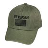 US Veteran Baseball Cap with Embroidered US Flag (OD/Black)
