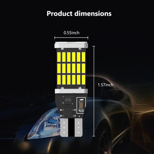 NGHEY 4-Piece Car LED Reversing Light T15 4014 45SMD Decoding High Brightness Tail Light Turning Suitable For Front And Rear Turn Signal Flashing Lights (WHite)