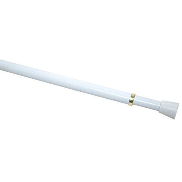 WHITE SINGLE SPRING TENSION CURTAIN ROD 18" TO 28" EXTENDABLE NO TOOLS REQUIRED