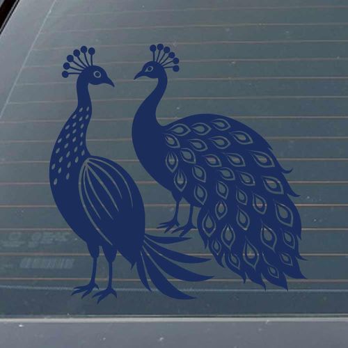 Peacock Pair 9 inch DarkBlue Indoor Outdoor Vinyl Decal