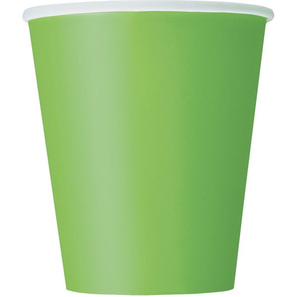 Lime Green Solid Paper Cups - 9 oz (Pack of 14) - Elegant & Eco-Friendly Party Drinkware - Perfect for Birthdays, Showers, & Special Celebrations