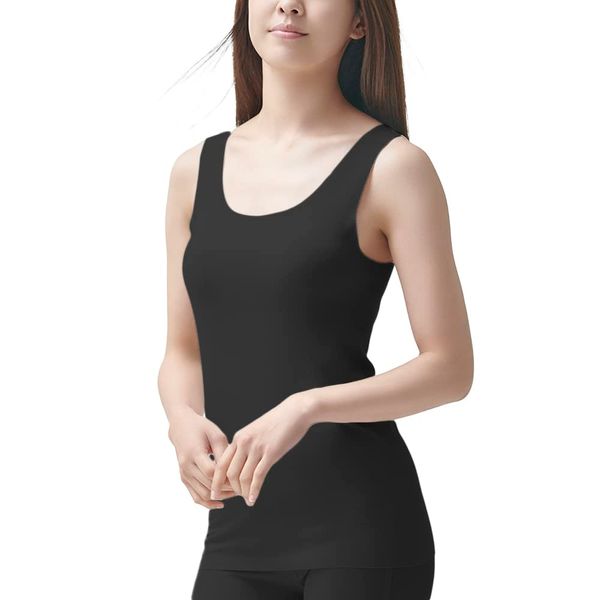 Gunze Kireilabo Fitte Women's Tank Top, Cotton Blend, Completely Non-Sewn, Black