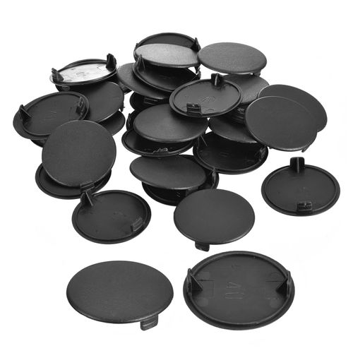 uxcell 20Pcs Hinge Hole Covers, 40mm(1 9/16") Dia Plastic Concealed Hole Cover Round Flush Type Cap for Furniture Cabinet Cupboard, Black