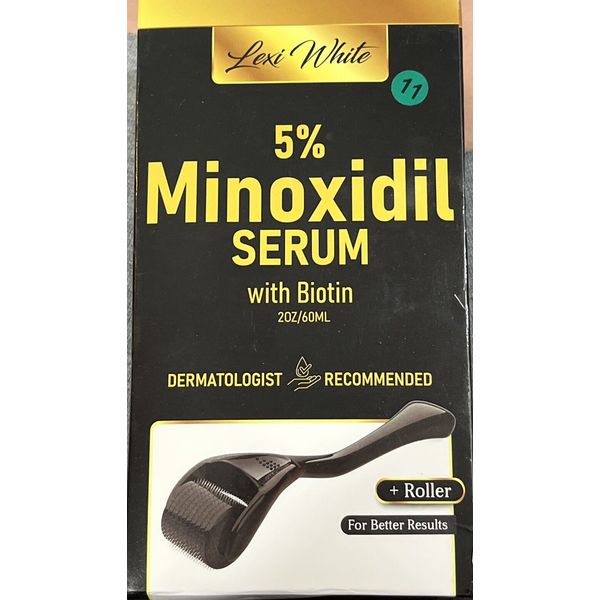 Lexi White 5% Minoxidil with Biotin - Hair Growth Kit w. Derma Roller