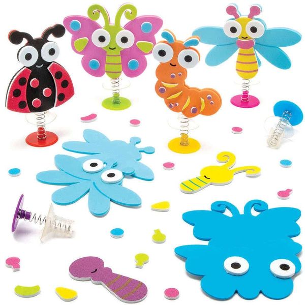 Baker Ross FC719 Käfer Spring Spielzeug Bastelset - 6 Stück, Hüpf Popper für Kinder Party Tüten, kleine Kindergeburtstag Geschenke für Kinder