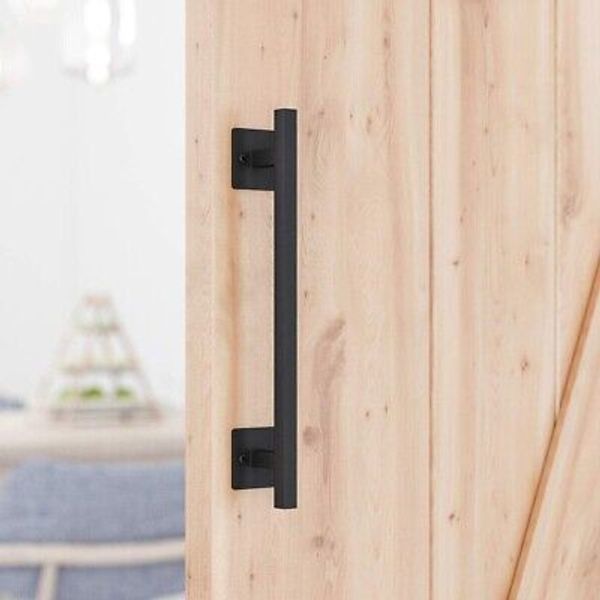 SMARTSTANDARD 12” Antique Rustic Handmade Barn Door Handle, Black Flush Square..