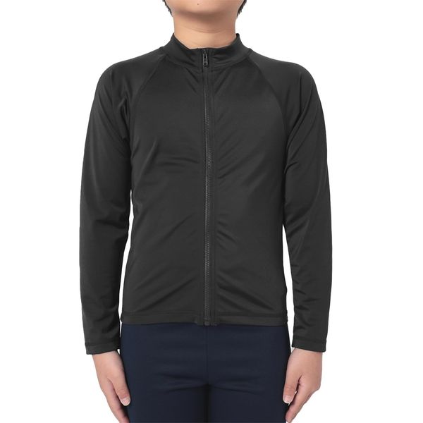 SPOPAN 1345821 Kids Solid Long Sleeve Rash Guard, BK