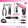 WORKPRO 18PC Electric Cordless Screwdriver Kit Home Tool Household Pink Tool Set