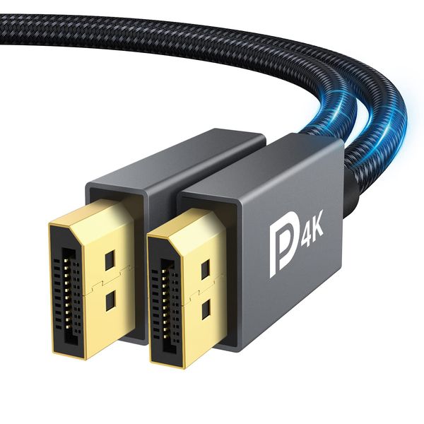 iVANKY DisplayPort Kabel 4K, [VESA-Zertifiziert] 2K@144Hz, 2K@165Hz,1080@240Hz, 4K@60Hz, DP 1.2 Cable, Kompatibel mit FreeSync und G-Sync, Geeignet für 144Hz-Gaming-Monitor, PC, 2M, für Fernseher