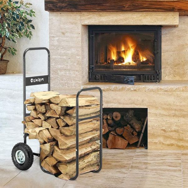 220 lbs Capacity Firewood Log Rack Dolly Cart Carrier Trolley Wood Mover Hauler