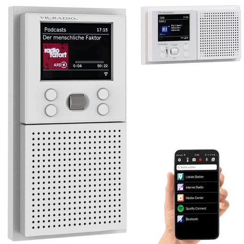 VR-Radio Flush-mounted radio: flush-mounted WLAN Internet radio with Bluetooth and colour display, DSP, app, 8 W (flush-mounted radio WLAN, flush-mounted radio WLAN and Bluetooth, socket switch)