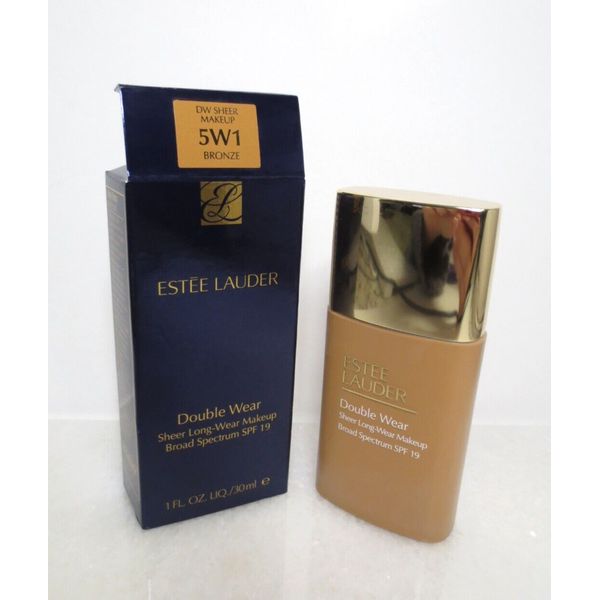 ESTEE LAUDER DOUBLE WEAR SHEER LONG-WEAR MAKE UP SPF 19 #5W1 BRONZE  1 OZ BOXED