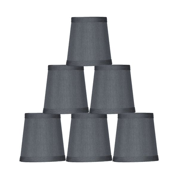 Urbanest Gray Mini Chandelier Lamp Shade, 3x4x4", Hardback, Clip On, Set of 6