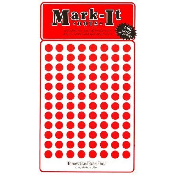 Medium 1/4" Removable Mark-it Brand dots for maps, Reports or Projects - red