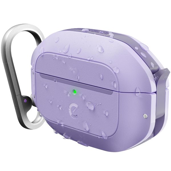 KeyBudz AirPods Pro Case with Lock - Fully Waterproof AirPods Pro 2nd Generation Case with Keychain, Rugged Tough Protection, Hard Protective Shell and Carabiner Clip for Easy Travel (Wild Lavender)