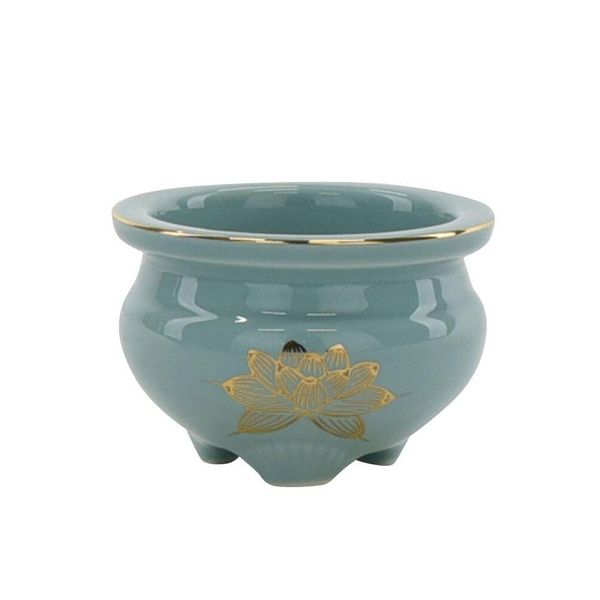 Buddhist altar incense burner, Buddhist altar, incense burner, incense burner, pottery, incense burner, blue gold lotus 4.0