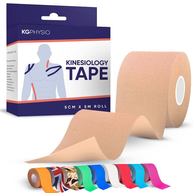 Kinesiology Tape 5m Roll - Sports Tape for Knee & Muscle Support - Multi Purpose Kinesiology Tapes, Body Tape, Boob Tape, Trans Tape, K Tape, Athletic Tape - Beige