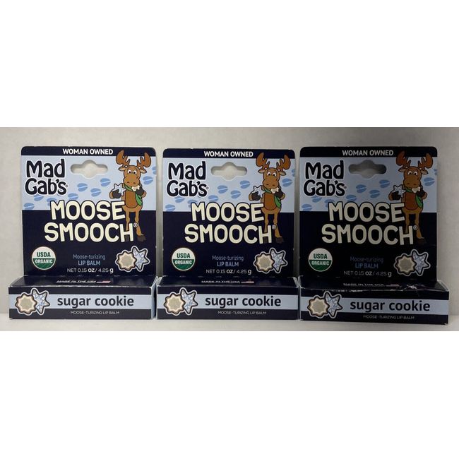 3 Mad Gabs Sugar Cookie Moose Smooch Natural Organic MooseTurizing Lip Balm