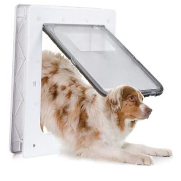 Plastic Dog Door, Durable White Pet Door, 8.5”x 11.5” Inner Frame for Medium