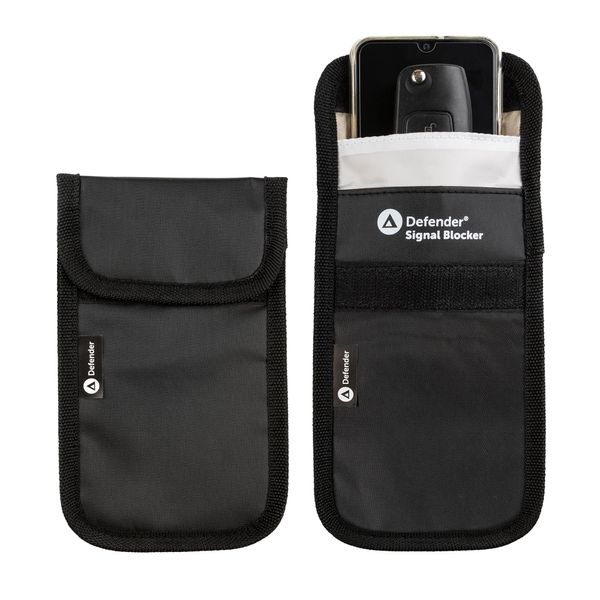 Defender Signal Blocker 2 Pack - RFID Faraday Pouch - Phone Case Signal Blocking Device - Car Key Security Case - Faraday Bag For Car Keys Mobile Phone Credit Cards