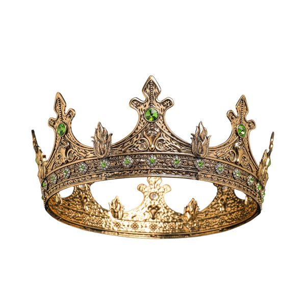 S SNUOY Gold Crown for Men Royal king Crown Medieval Tiaras Metal Headpieces Costume Headwear for Prom Cosplay Birthday Party Hat