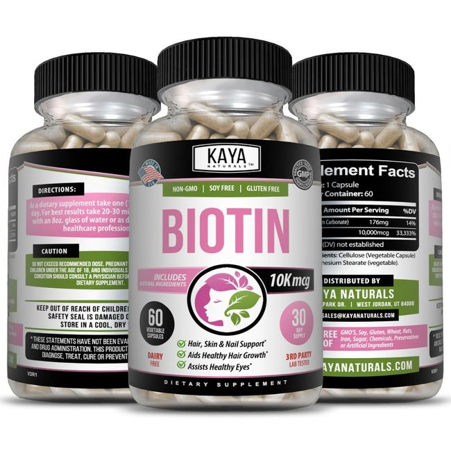 3X60 count Biotin Hair Growth, Healthy Hair, Skin & Nails, with Calcium