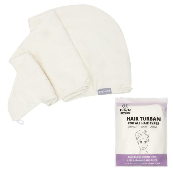 PROTECHT DRYPLUS Super Absorbent Microfibre Hair Turban - White