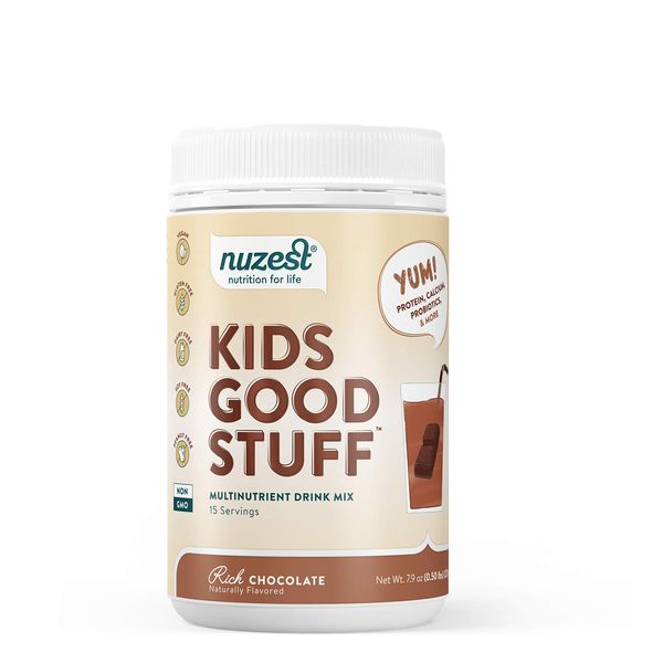 Nuzest - Kids Good Stuff - Vegan Smoothie Mix - Rich Chocolate - Multivitamin Nutritional Supplement Protein Shake - Dairy Free - Supporting Growth and Development - 225g/ 7.9 oz (15 Servings)