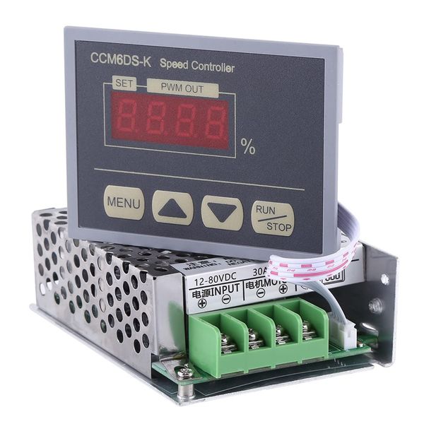 Hilitand Speed Controller PWM Control DC12-80V 30A Slow Start & Slow Stop Waterproof Shell for Motor Speed Control with Digital Display Panel CCM6DS-K