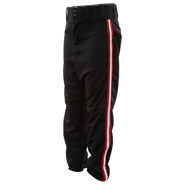 Alleson Elastic Waistband & Bottom Baseball Pants With Red & White Strap Mens Style : RN80185