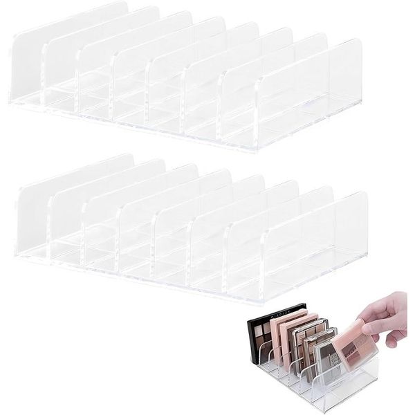 Eyeshadow Storage Cosmetic Storage Stand 7 Compartments Acrylic Tabletop Set of 2