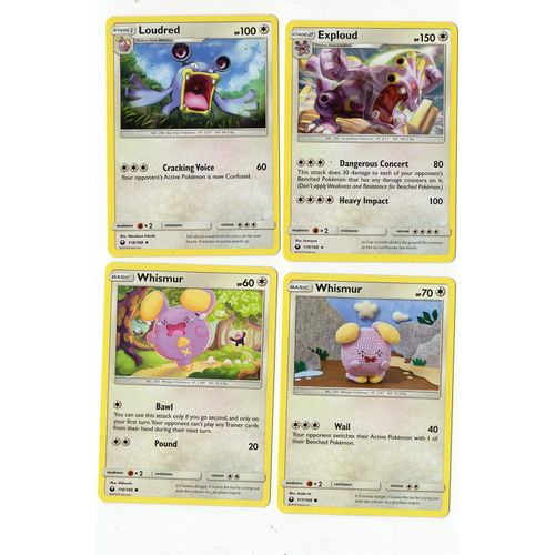 Pokemon Exploud 119/168 - Evolution Card Set - Sun Moon Celestial Storm - Loudred & Whismur - Rare 4 Card Lot